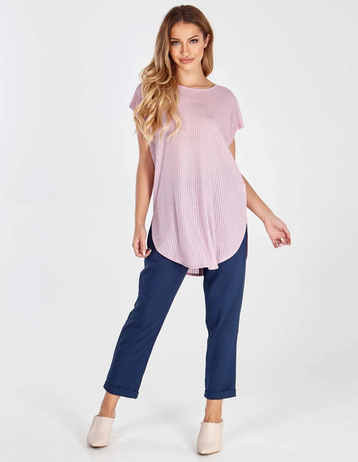 Oversized Ribbed Lilac Tunic Top sold by Blue Vanilla