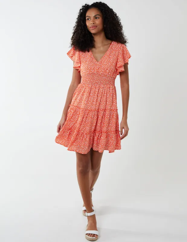 KAITLYN - Shirring Waist Tiered Mini Dress sold by Blue Vanilla