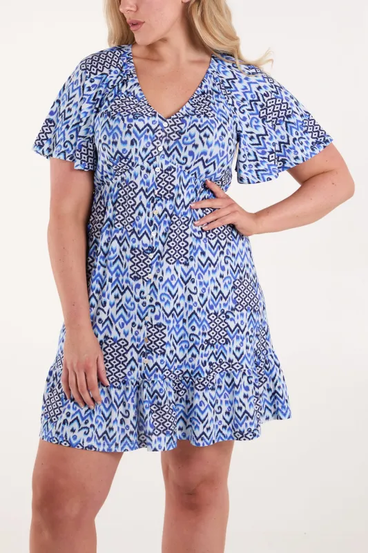 Button Through Elastic Waist Mini Dress sold by Blue Vanilla