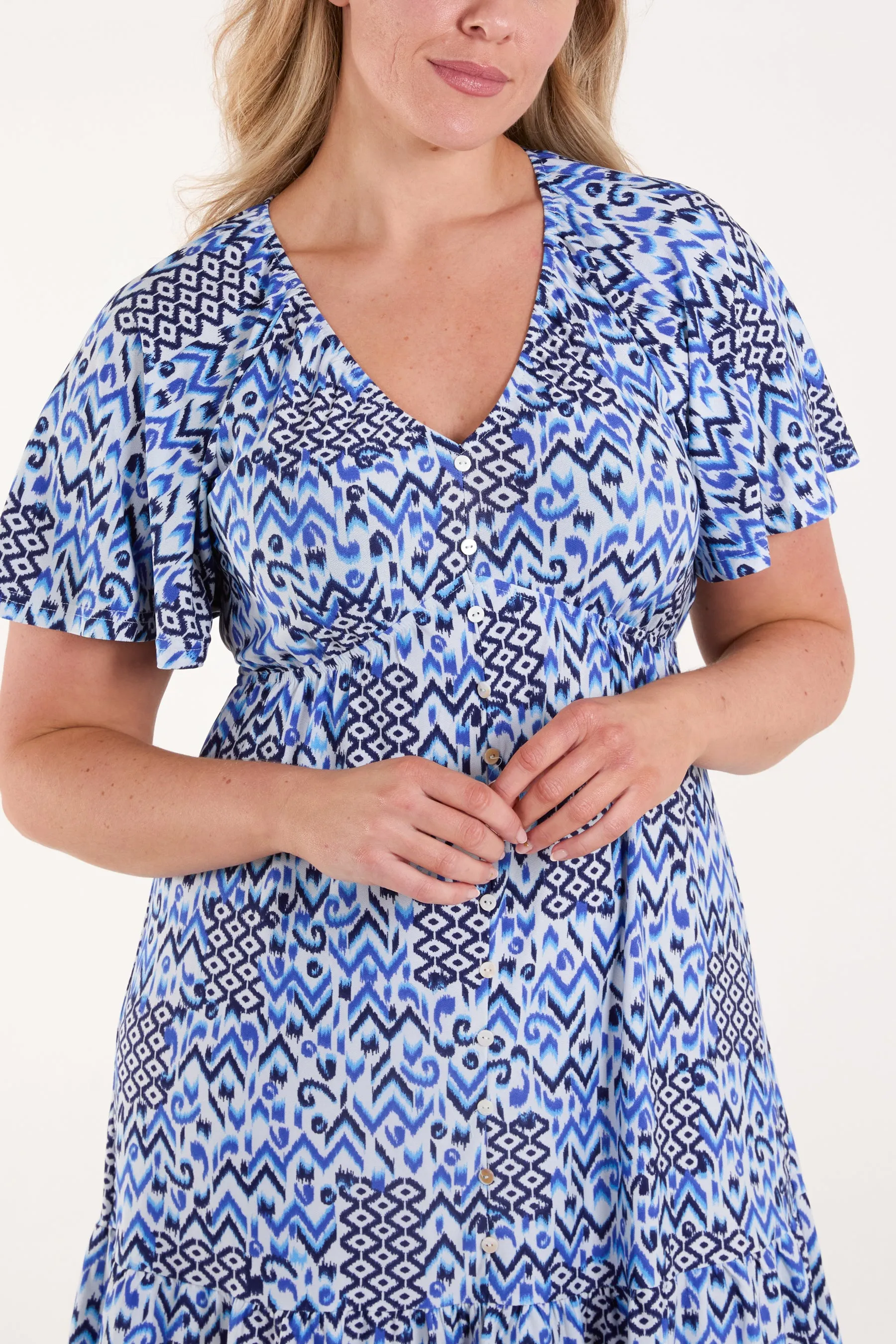 Button Through Elastic Waist Mini Dress sold by Blue Vanilla product image thumbnail 4