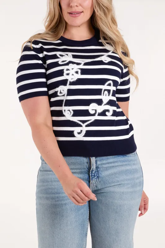 Embroidered Stripe Top sold by Blue Vanilla