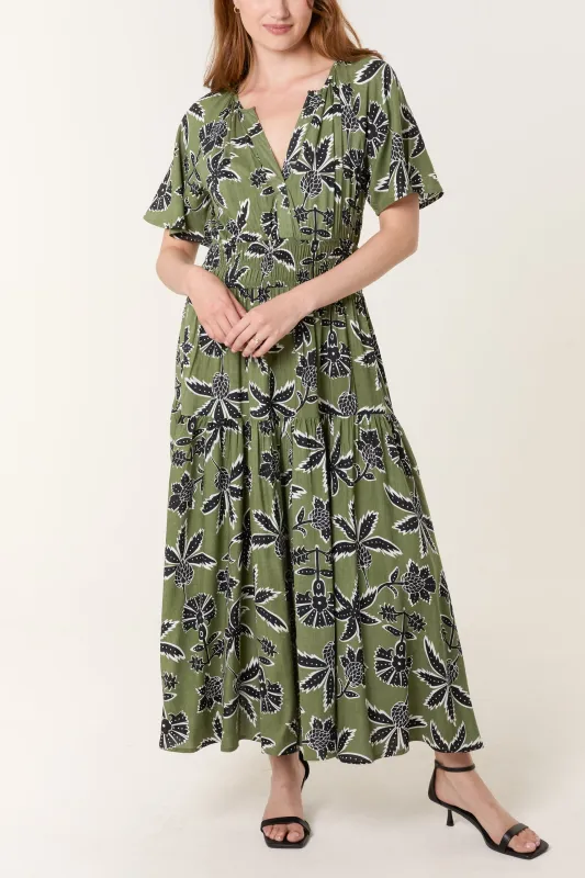 Notch Neck Elastic Midi Dress sold by Blue Vanilla