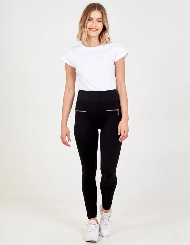 Black Slim Fit Trousers With Zips sold by Blue Vanilla
