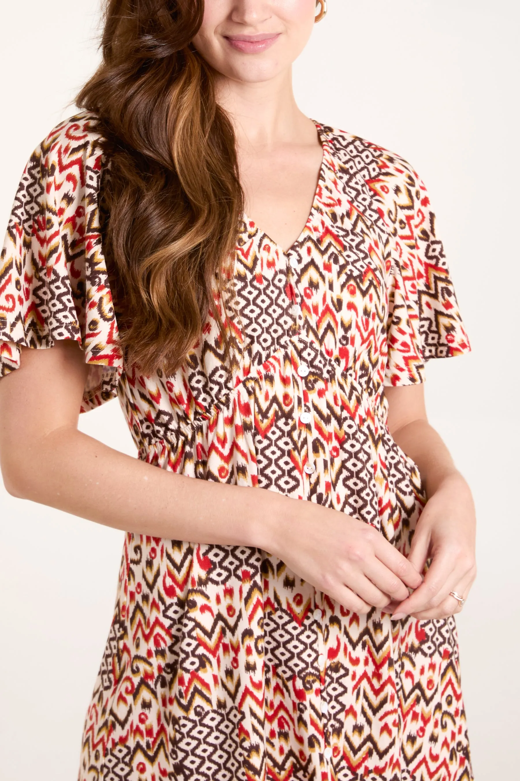 Button Through Elastic Waist Mini Dress sold by Blue Vanilla product image thumbnail 4