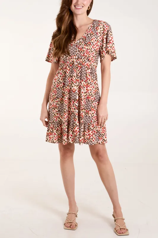 Button Through Elastic Waist Mini Dress sold by Blue Vanilla