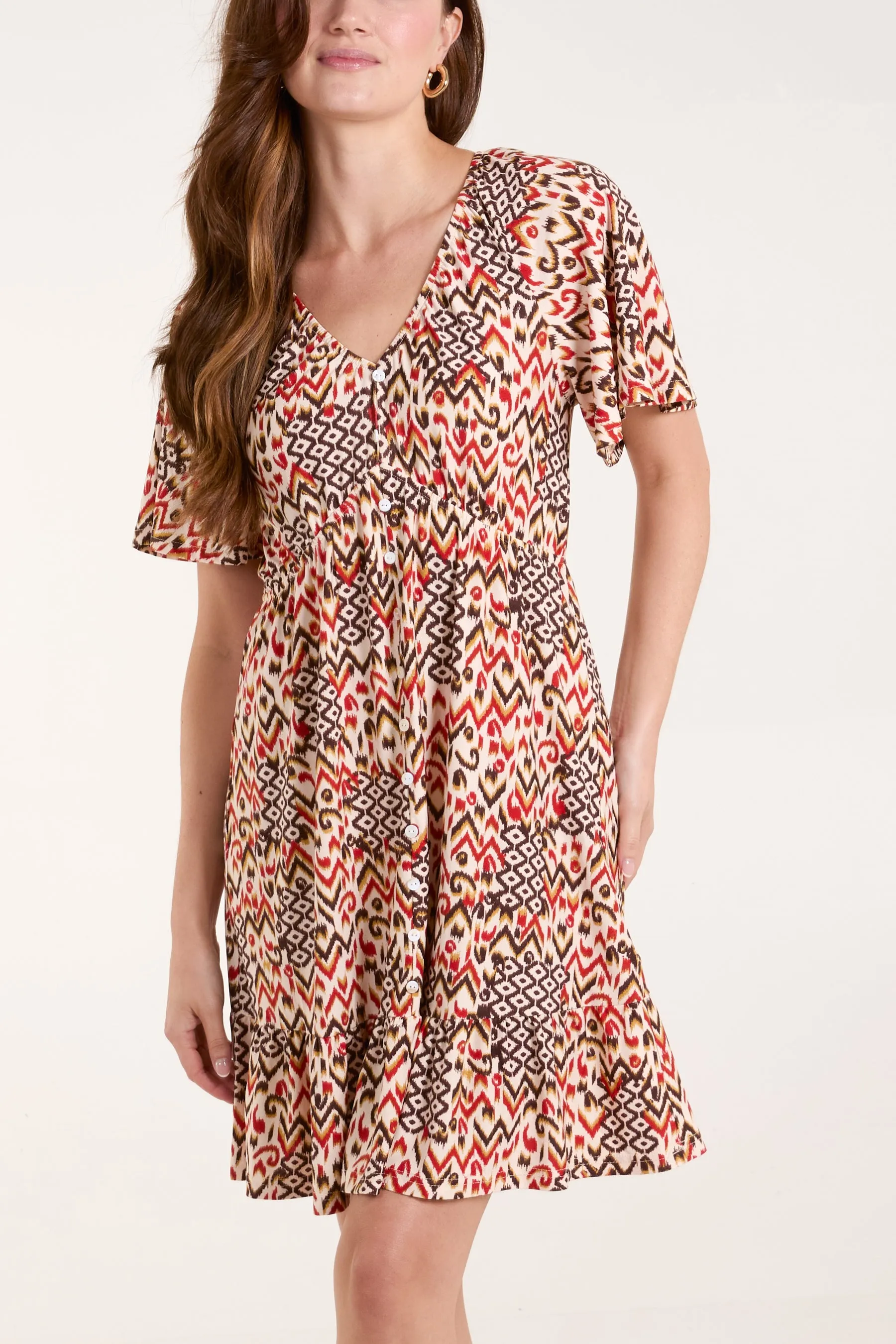 Button Through Elastic Waist Mini Dress sold by Blue Vanilla product image thumbnail 3