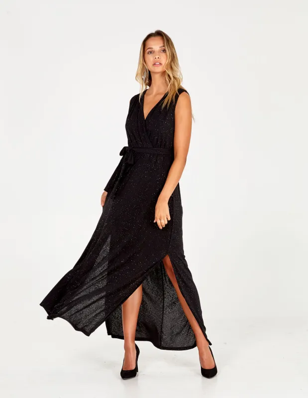 Glitter Wrap Front Maxi Dress sold by Blue Vanilla