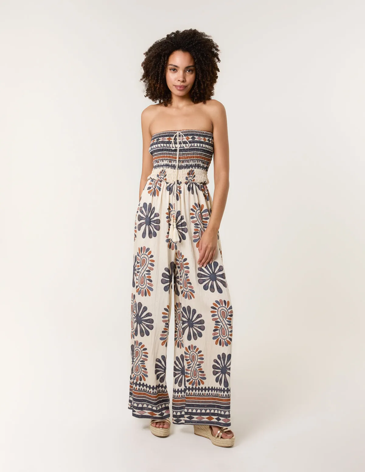 Strapless Elasticated Printed Jumpsuit sold by Blue Vanilla
