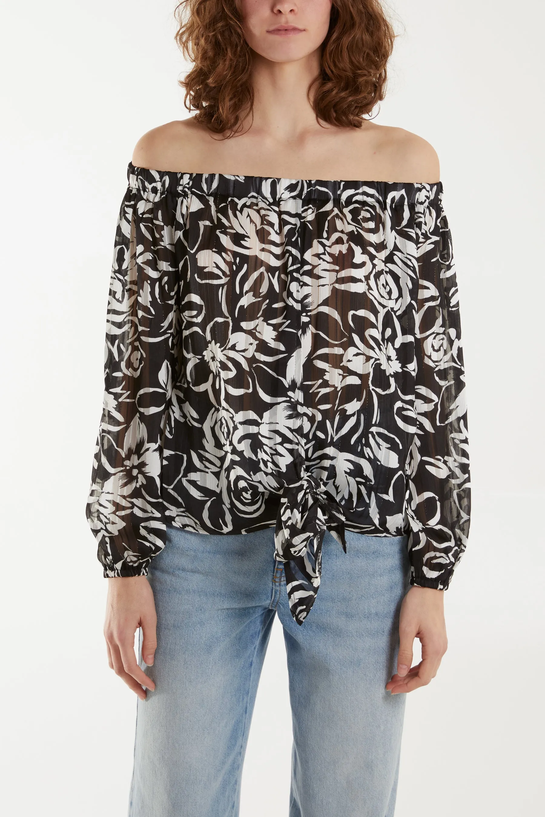 Tie Front Bardot Top sold by Blue Vanilla