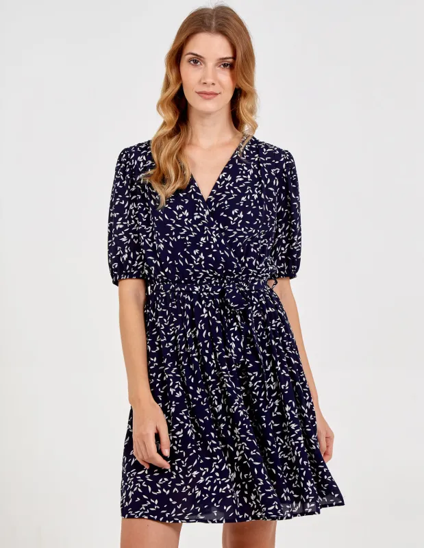 Puff Short Sleeve Wrap Front Dress sold by Blue Vanilla