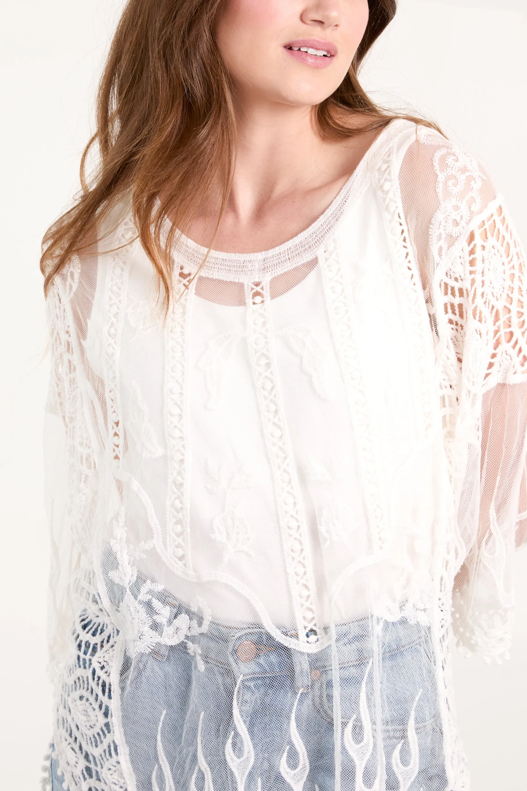 Lace Butterfly Sleeve Blouse sold by Blue Vanilla product image thumbnail 2