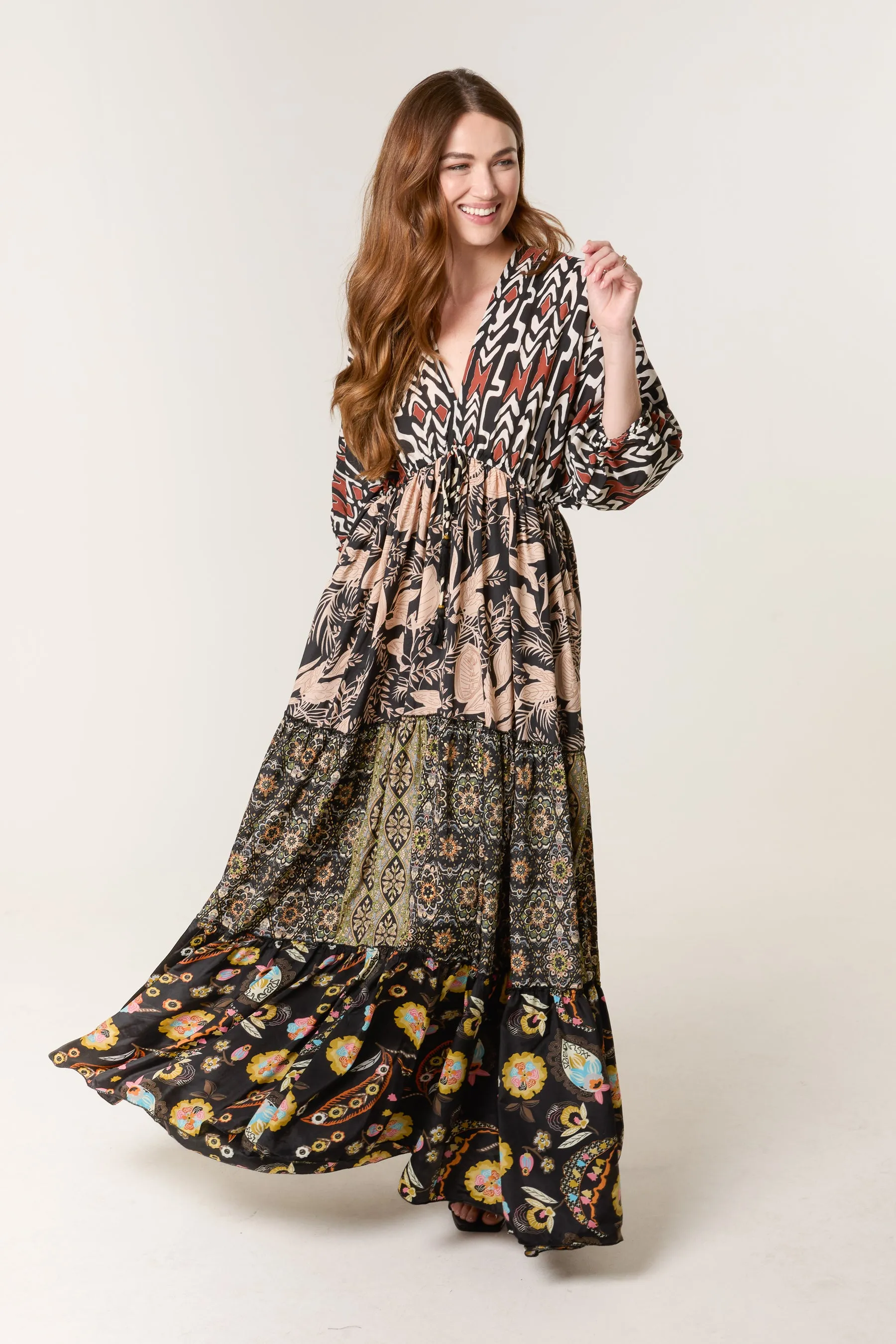 Mixed Print Double V Neck Dress sold by Blue Vanilla product image thumbnail 2