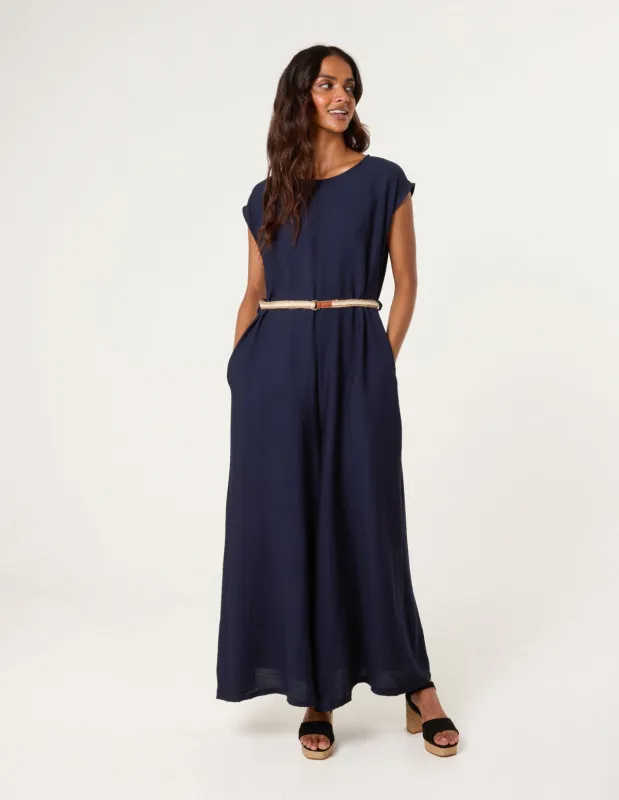 Plain Belted Jumpsuit sold by Blue Vanilla