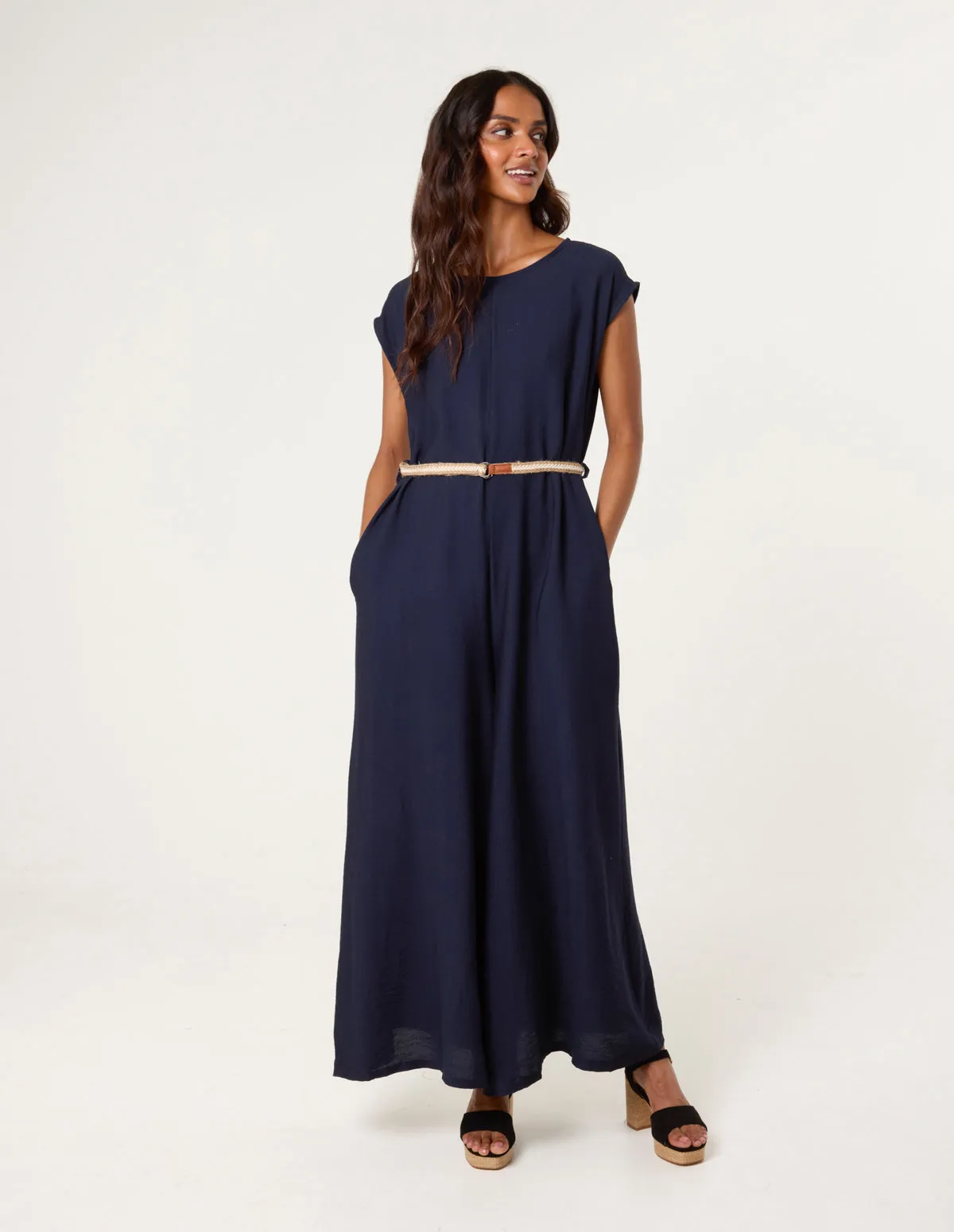 Plain Belted Jumpsuit sold by Blue Vanilla