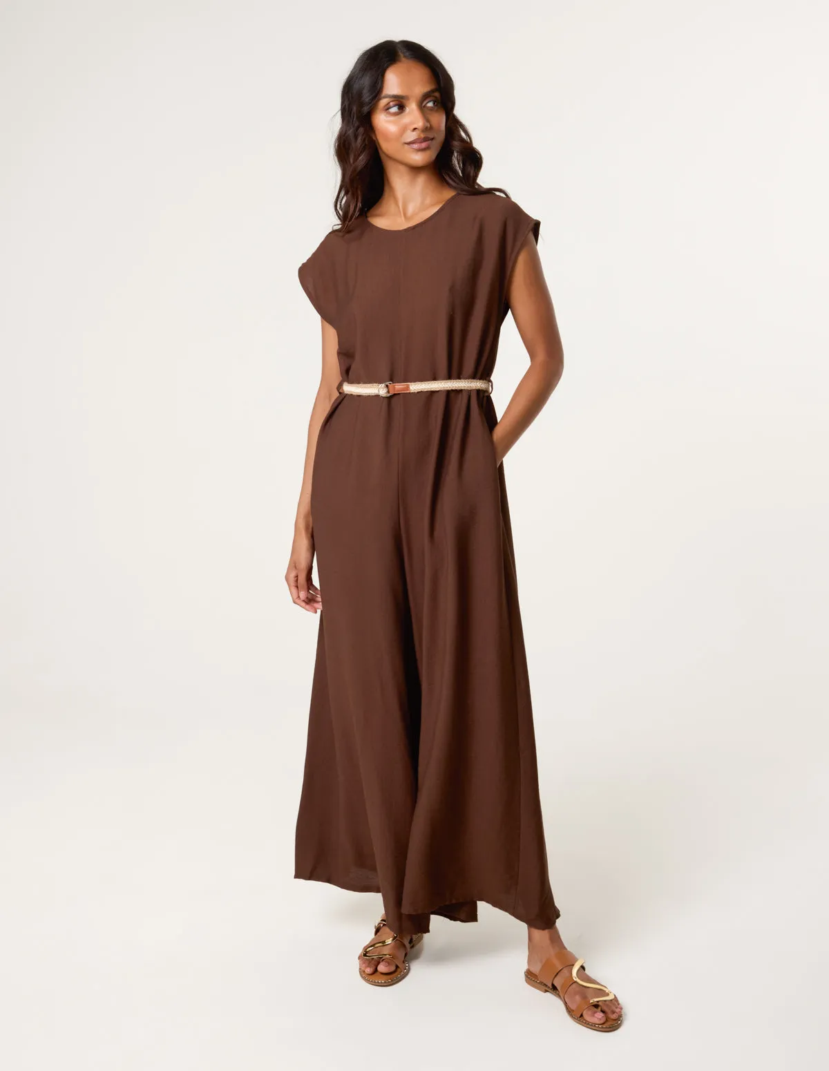 Plain Belted Jumpsuit sold by Blue Vanilla
