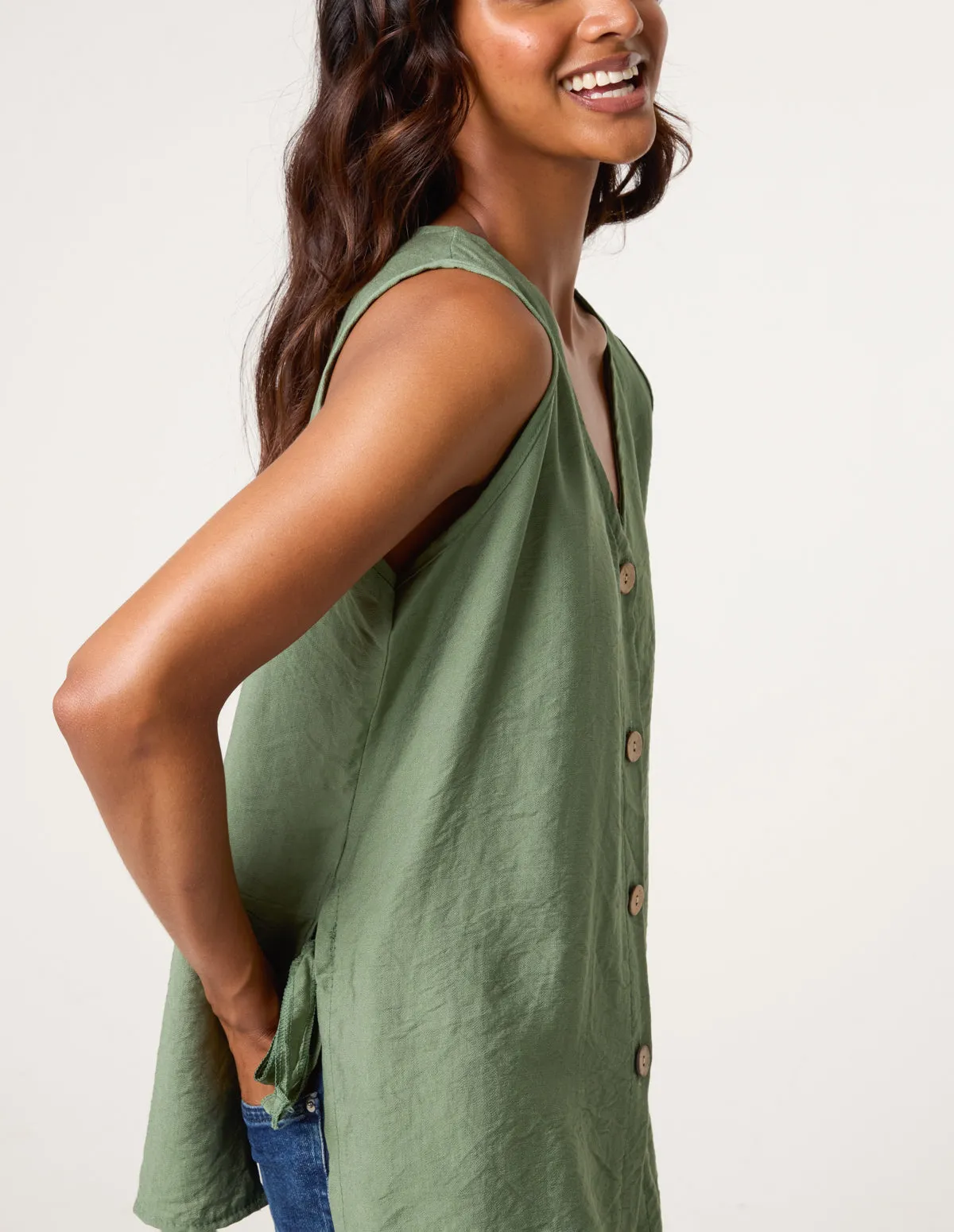 Button Through Side Detail Waistcoat Top sold by Blue Vanilla product image thumbnail 3