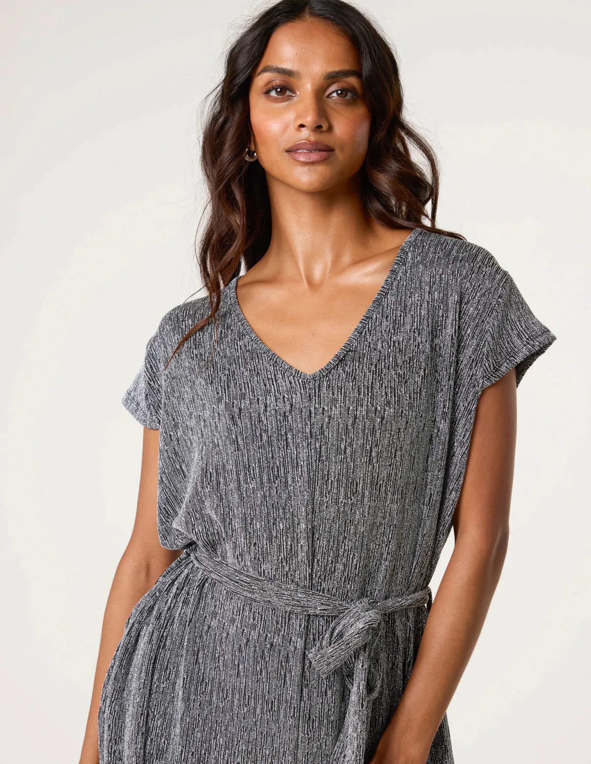 Metallic V Neck Jumpsuit sold by Blue Vanilla product image thumbnail 3