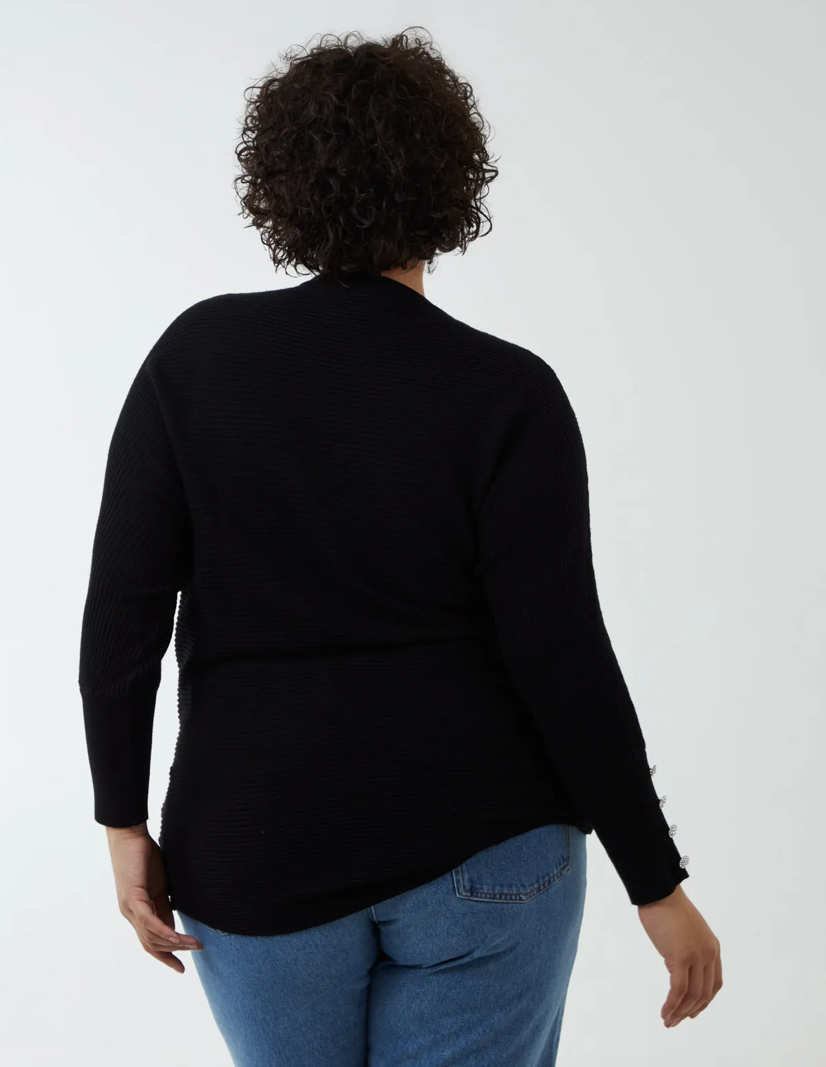 Curve Button Cuff Ribbed Jumper sold by Blue Vanilla product image thumbnail 4