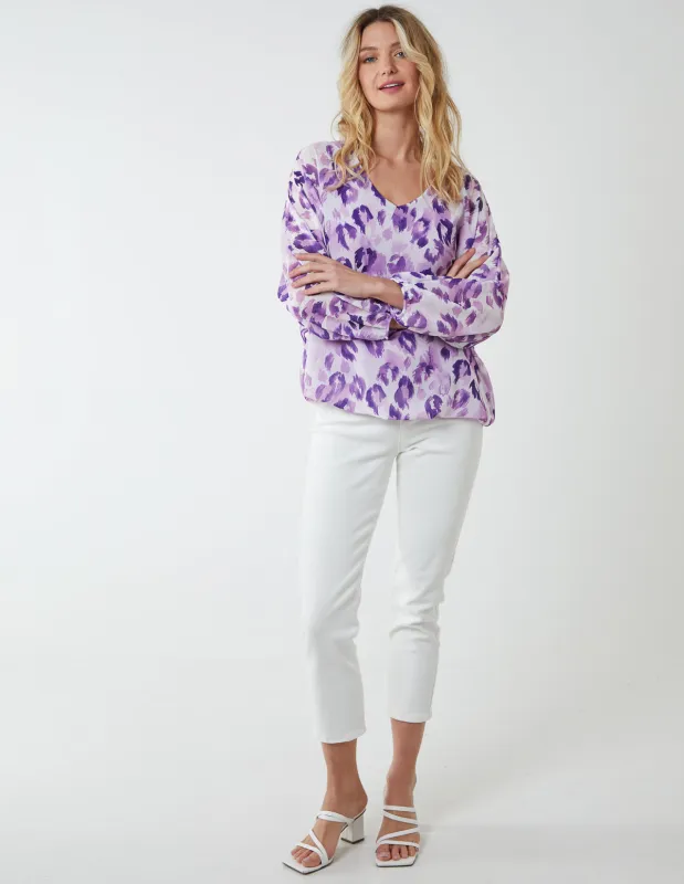 Leopard Print V Neck Blouse sold by Blue Vanilla