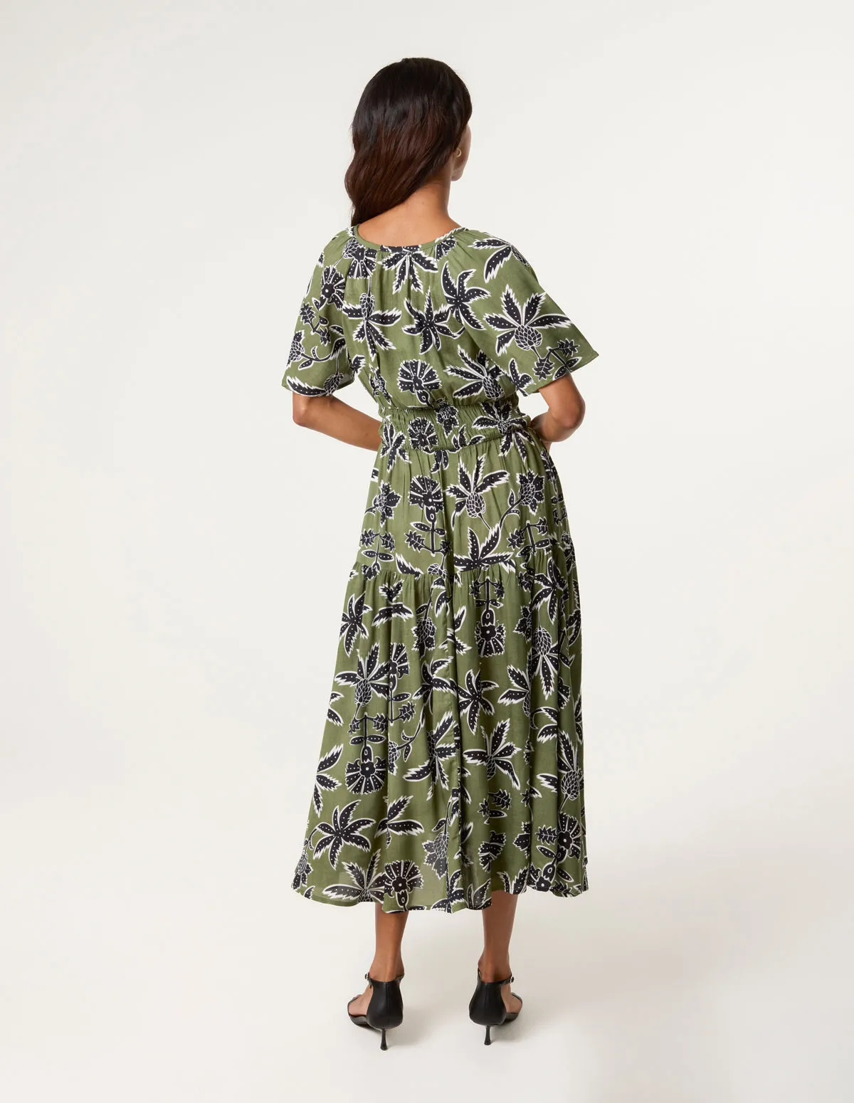 Notch Neck Elastic Tropical Print Dress sold by Blue Vanilla product image thumbnail 4