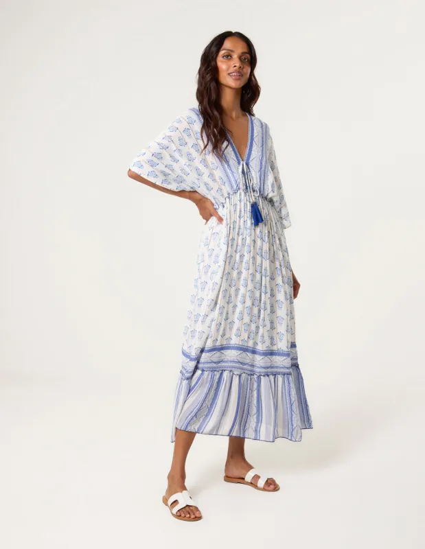 V Neck Printed Tassel Dress sold by Blue Vanilla
