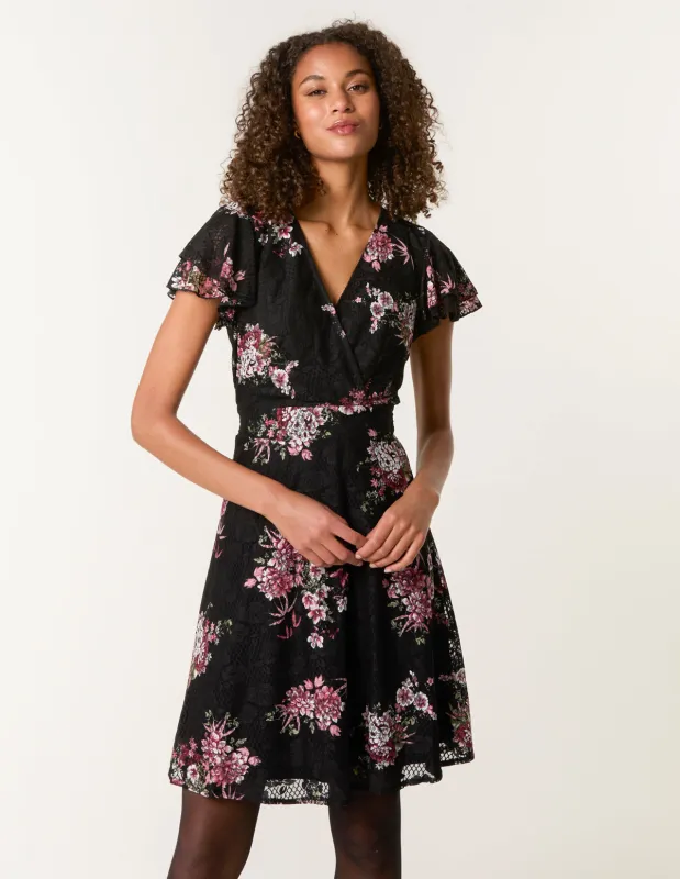 Floral Lace Mesh Frill Belted Mini sold by Blue Vanilla