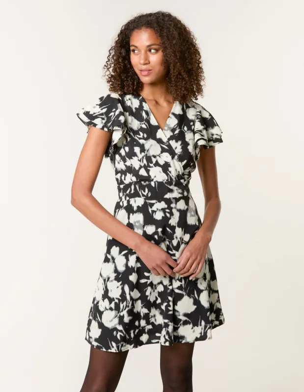 Printed Frill Sleeve Mini Dress sold by Blue Vanilla