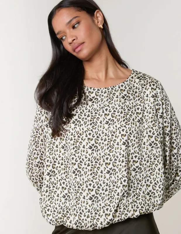 Leopard Print Elasticated Hem Blouse sold by Blue Vanilla