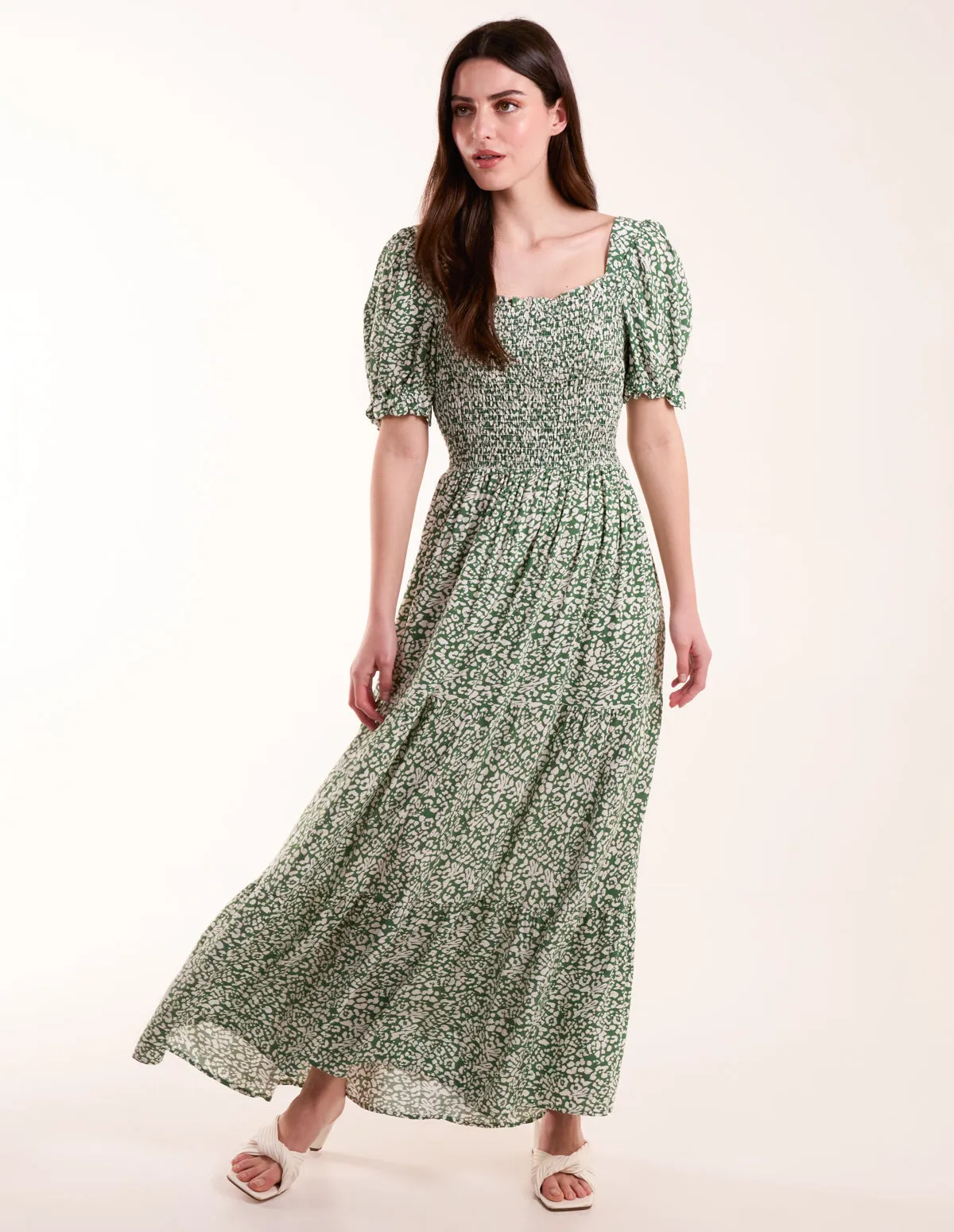 Milkmaid Square Neck Short Puff Sleeve Dress sold by Blue Vanilla