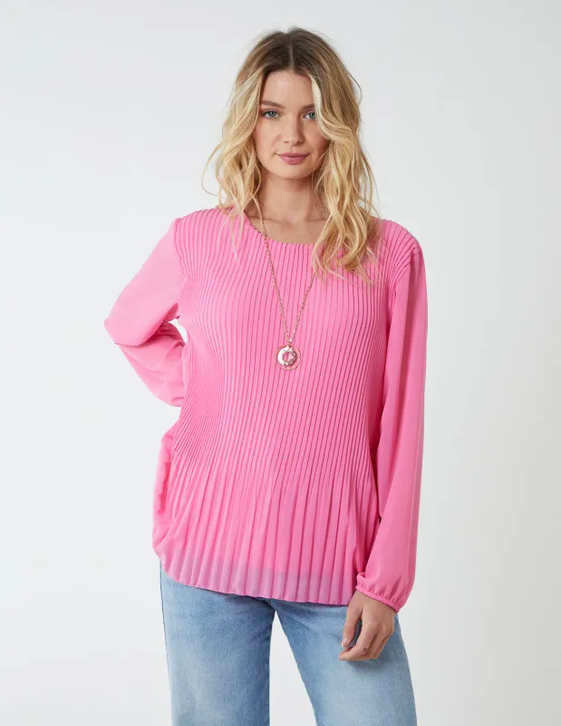Necklace Pleated Chiffon Top sold by Blue Vanilla