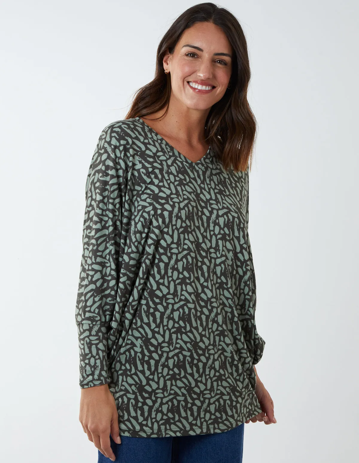 Brush Print Oversize Batwing Top sold by Blue Vanilla product image thumbnail 2