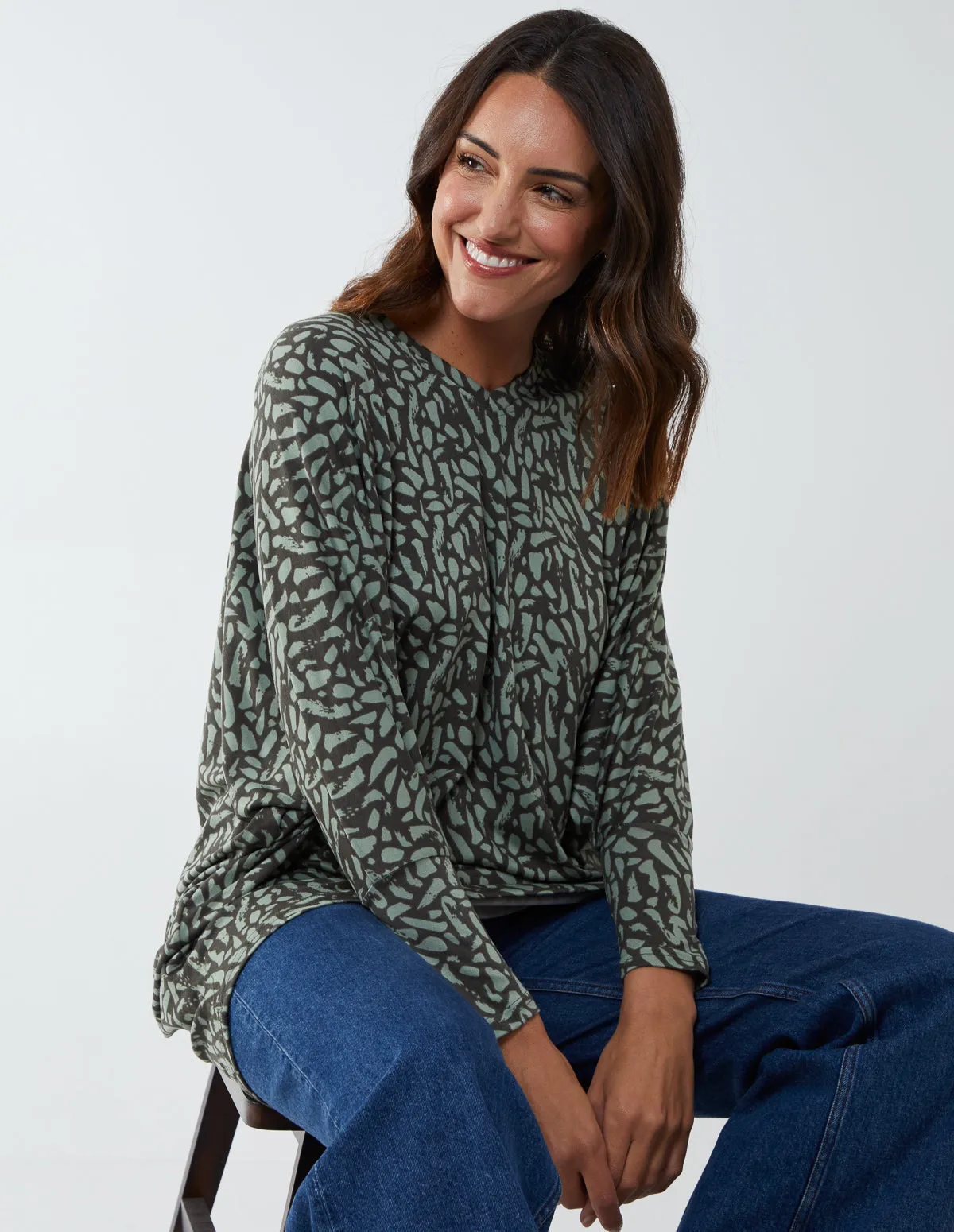 Brush Print Oversize Batwing Top sold by Blue Vanilla product image thumbnail 3