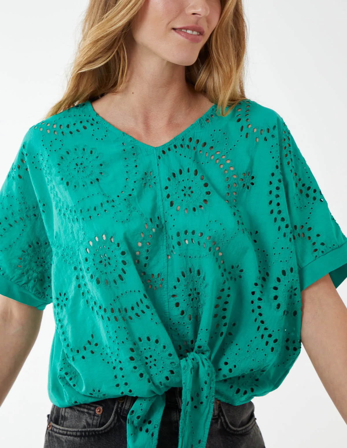 Tie Front Lace Cotton Top sold by Blue Vanilla product image thumbnail 2