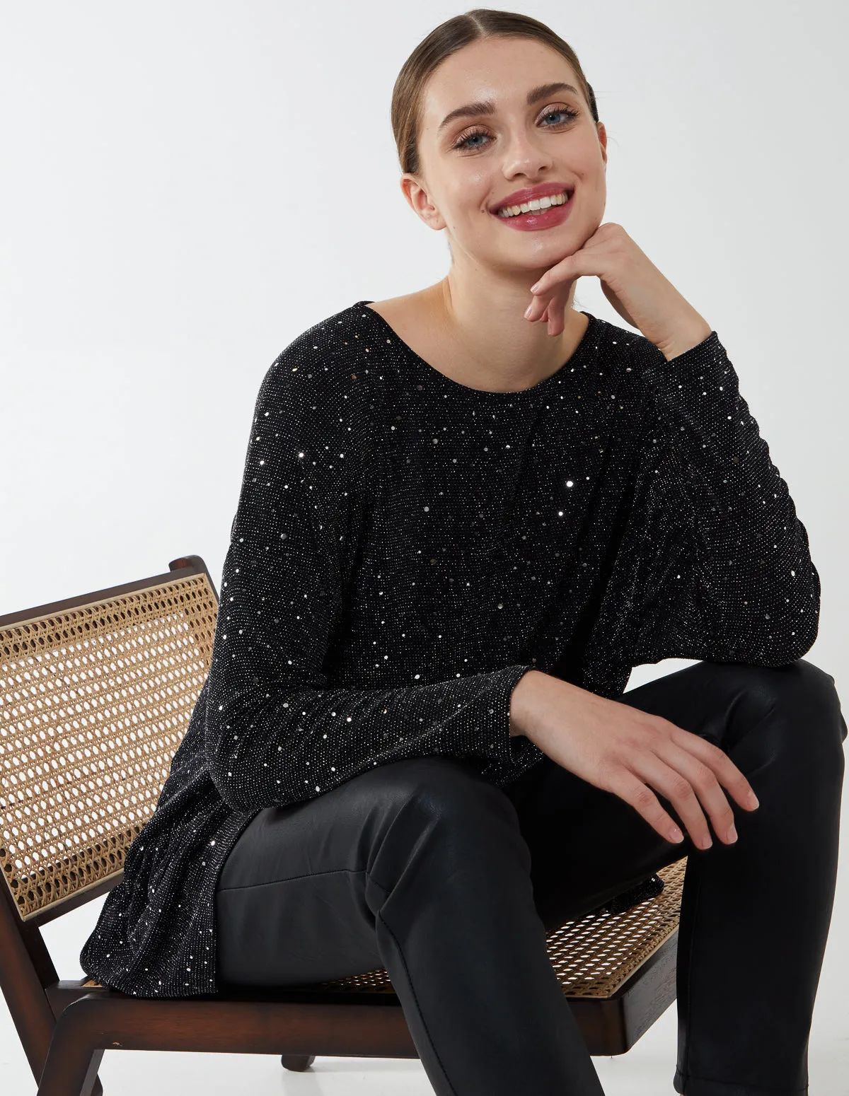 Asymmetric Hem Batwing Oversized Top sold by Blue Vanilla product image thumbnail 3