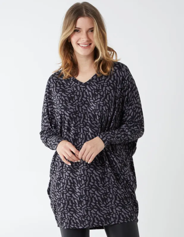 Brush Print Oversize Batwing Top sold by Blue Vanilla