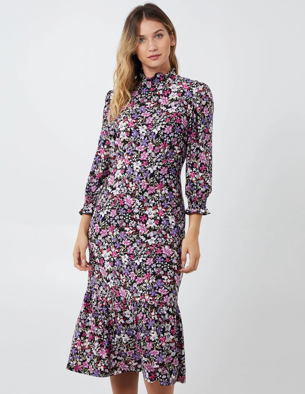 Shirring Neck & Cuff Midi Dress sold by Blue Vanilla product image thumbnail 2