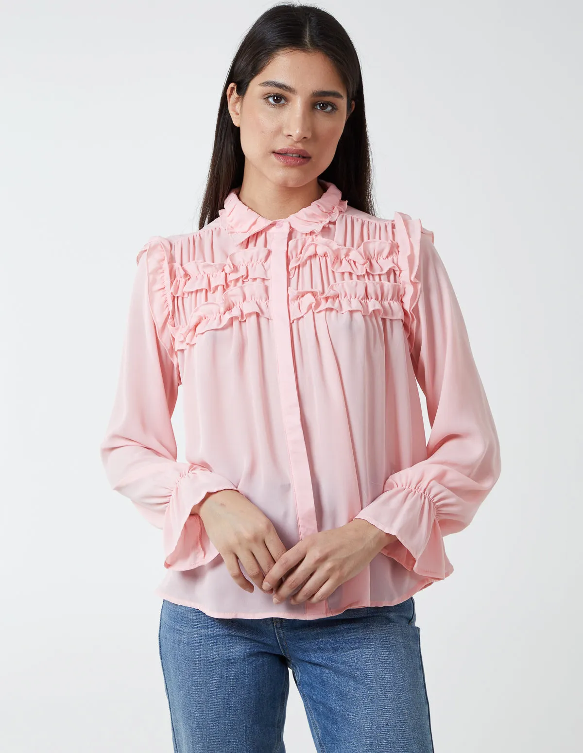 Ruffle Front & Shoulder Blouse sold by Blue Vanilla product image thumbnail 3