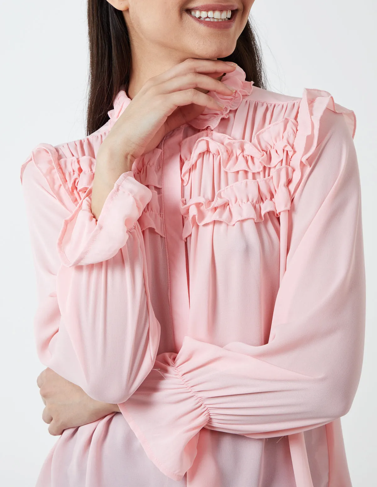 Ruffle Front & Shoulder Blouse sold by Blue Vanilla product image thumbnail 4