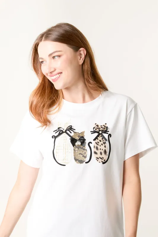 Three Cats T shirt sold by Blue Vanilla