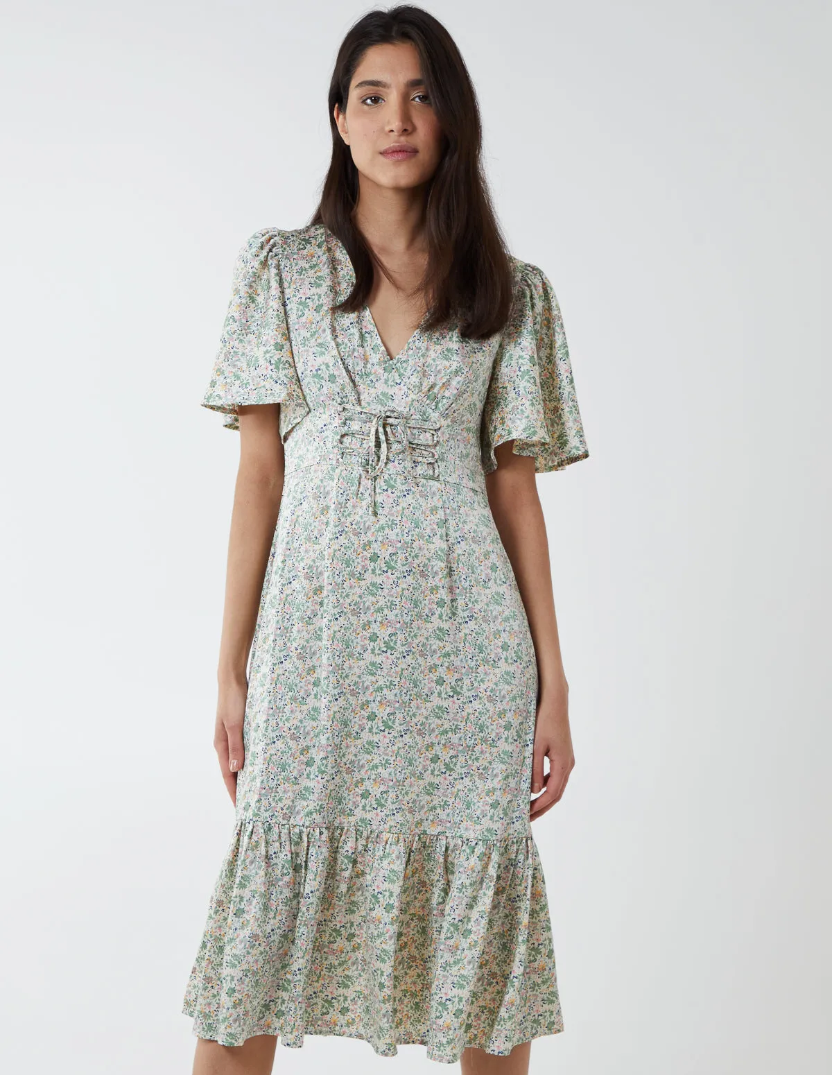 Flutter Sleeve Lattice Front Midi Dress sold by Blue Vanilla product image thumbnail 2