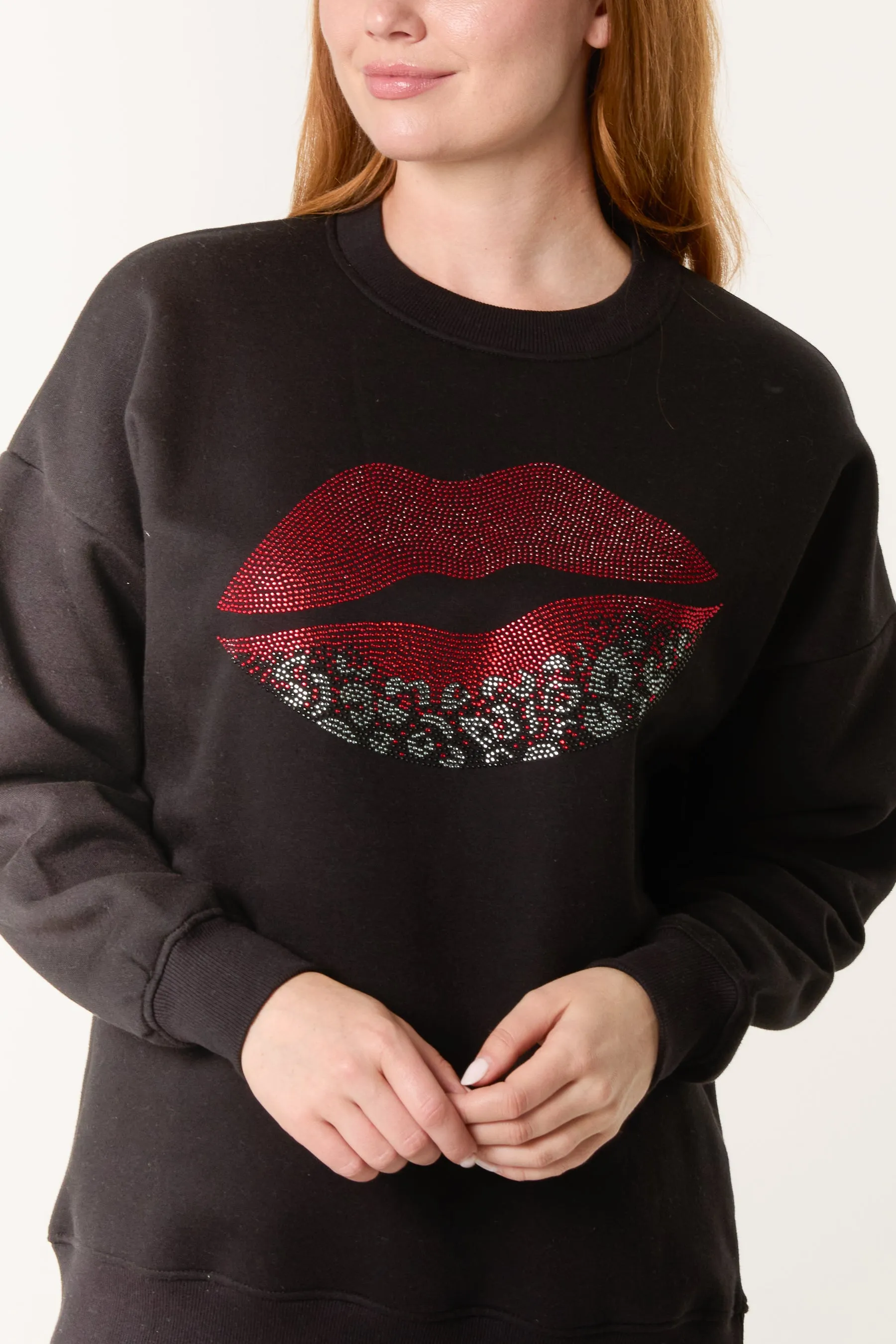 Rhinestone Lips Sweatshirt sold by Blue Vanilla product image thumbnail 2
