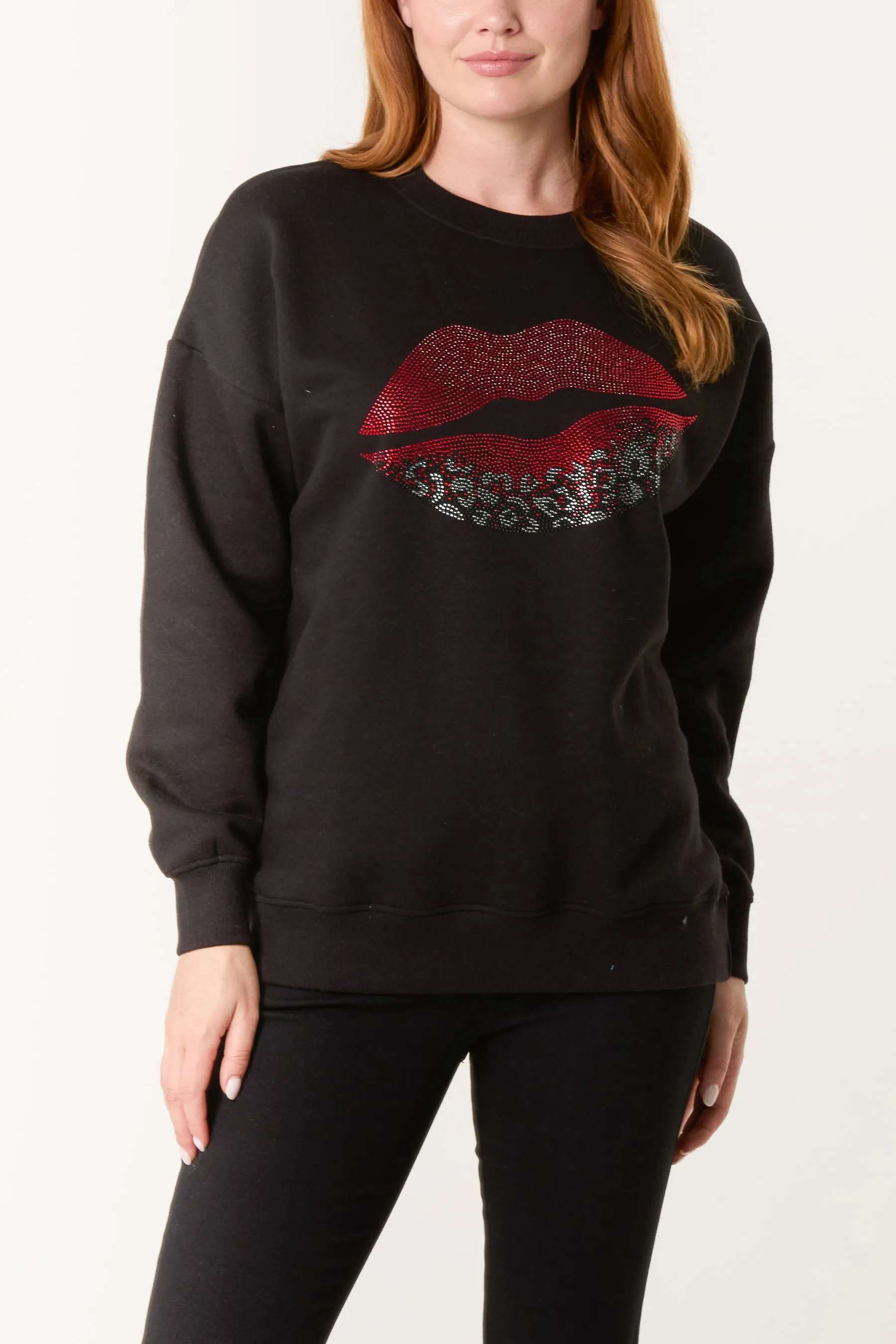 Rhinestone Lips Sweatshirt sold by Blue Vanilla