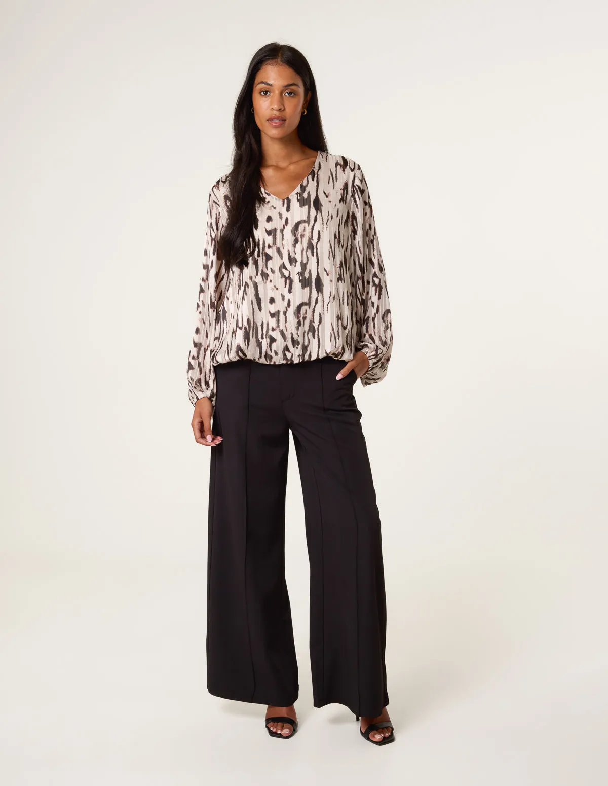 Animal Print Puffball V Neck Top sold by Blue Vanilla product image thumbnail 3