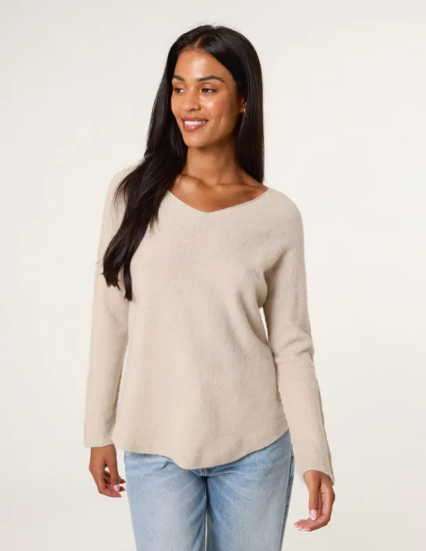 Soft Touch V-Neck Jumper sold by Blue Vanilla