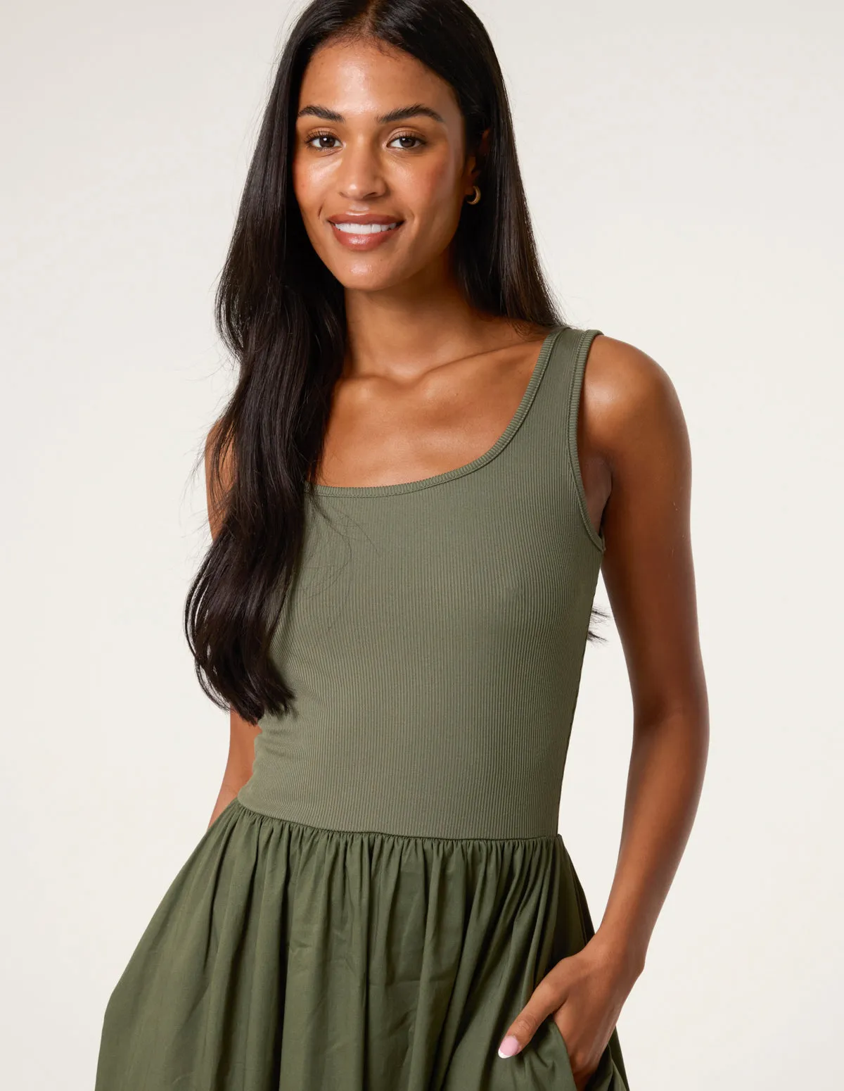 Square Neck Sleeveless Midi Pocket Dress sold by Blue Vanilla product image thumbnail 3