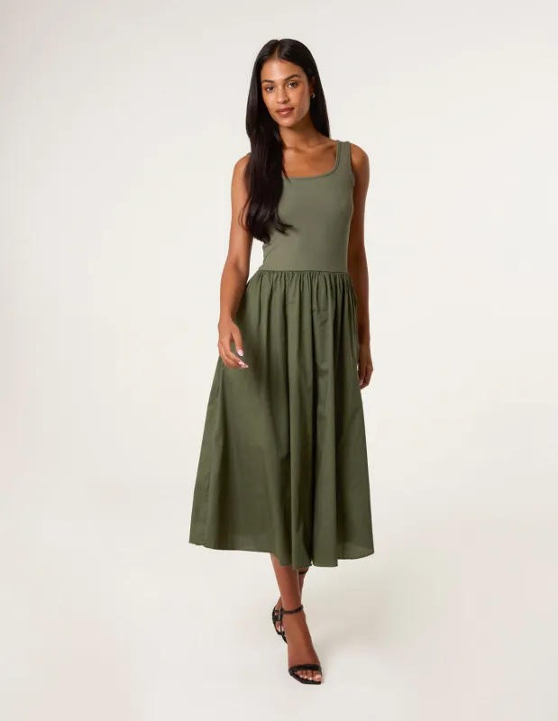 Square Neck Sleeveless Midi Pocket Dress sold by Blue Vanilla