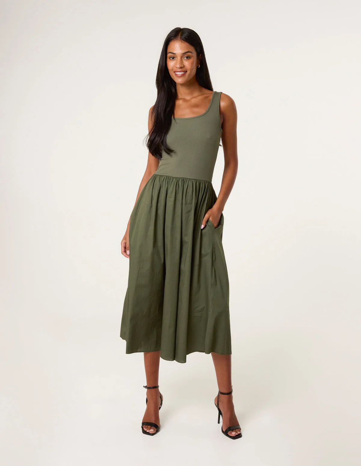 Square Neck Sleeveless Midi Pocket Dress sold by Blue Vanilla product image thumbnail 2