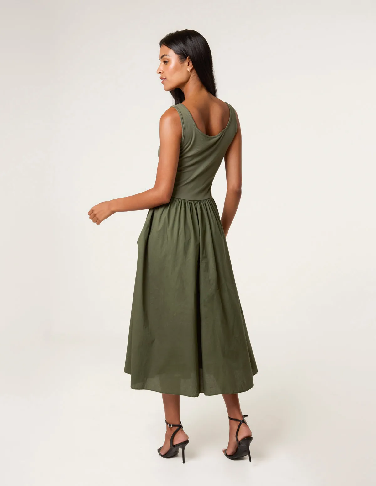 Square Neck Sleeveless Midi Pocket Dress sold by Blue Vanilla product image thumbnail 4