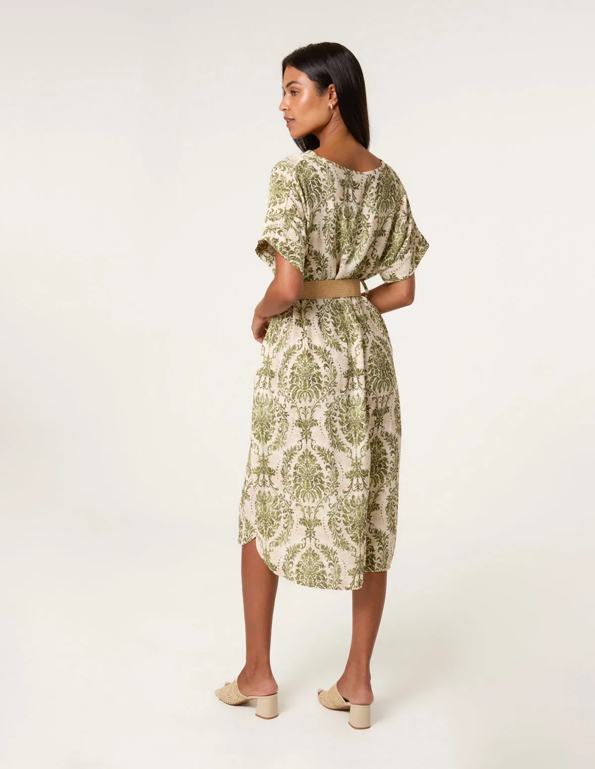 Printed V Neck Dress With Woven Belt sold by Blue Vanilla product image thumbnail 4