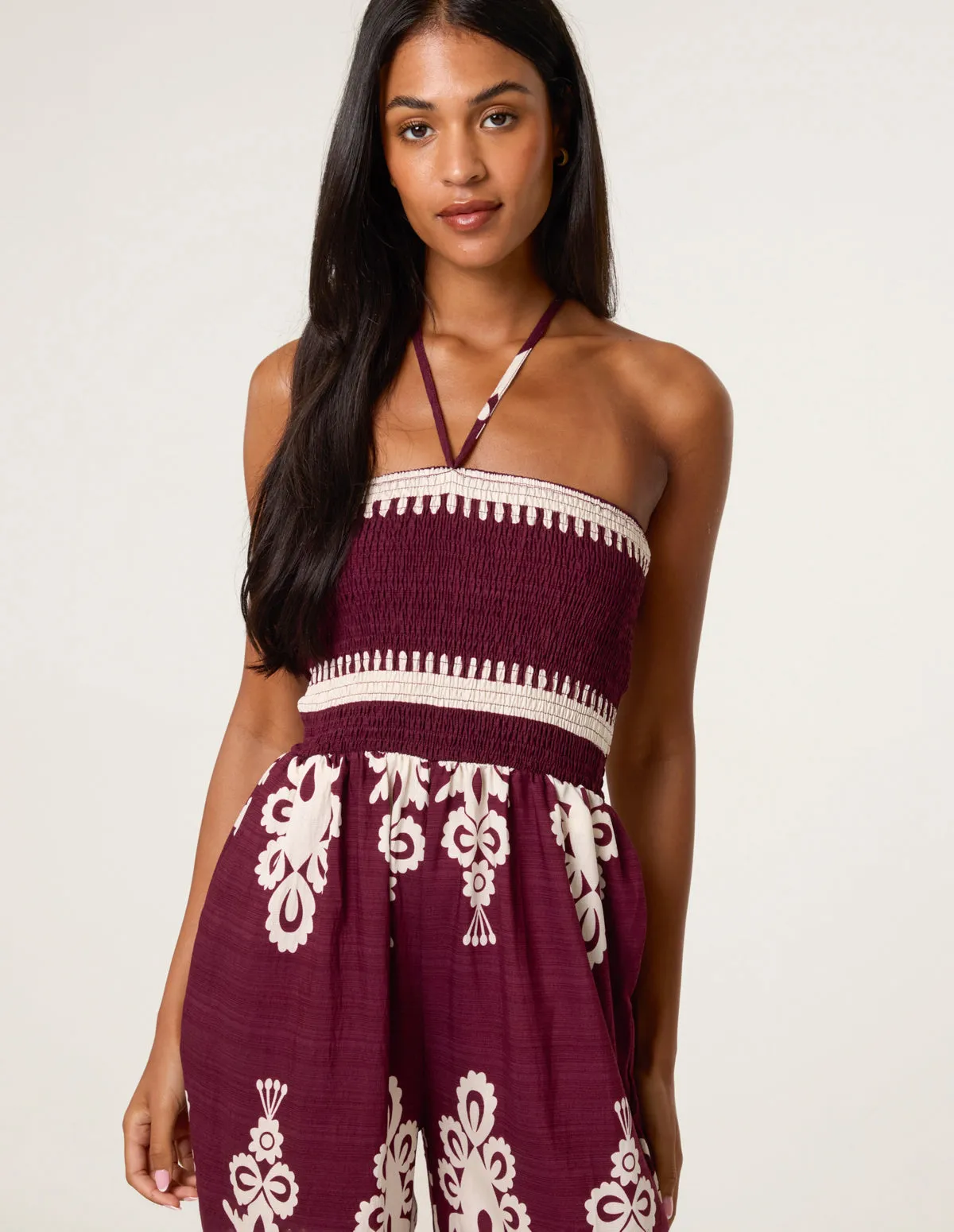 Strapless Shirred Waist Jumpsuit sold by Blue Vanilla product image thumbnail 3